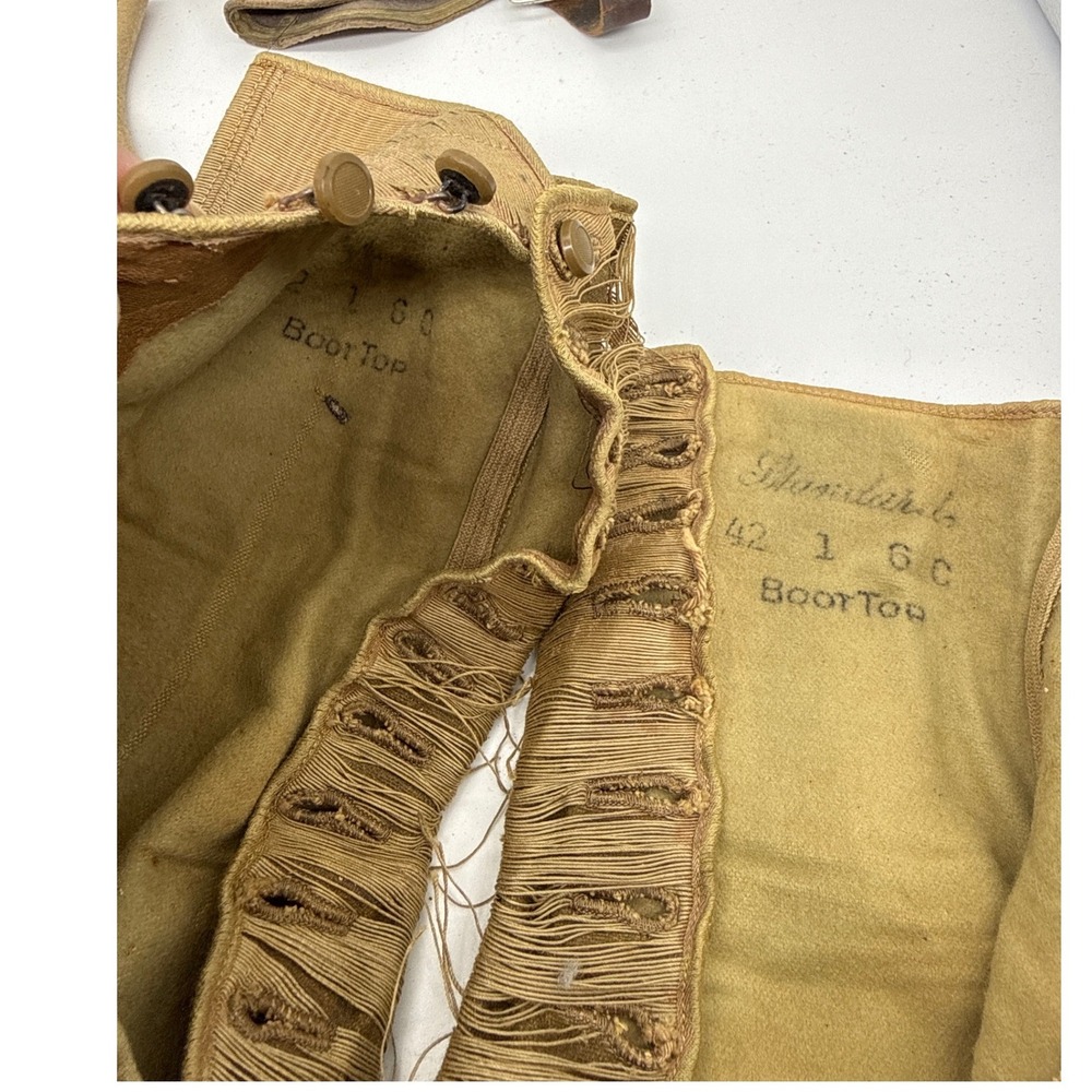 Antique Vintage Spats Gaiters Lot 4 Pairs 1 Single Wool Canvas Leather England - Picture 7 of 14